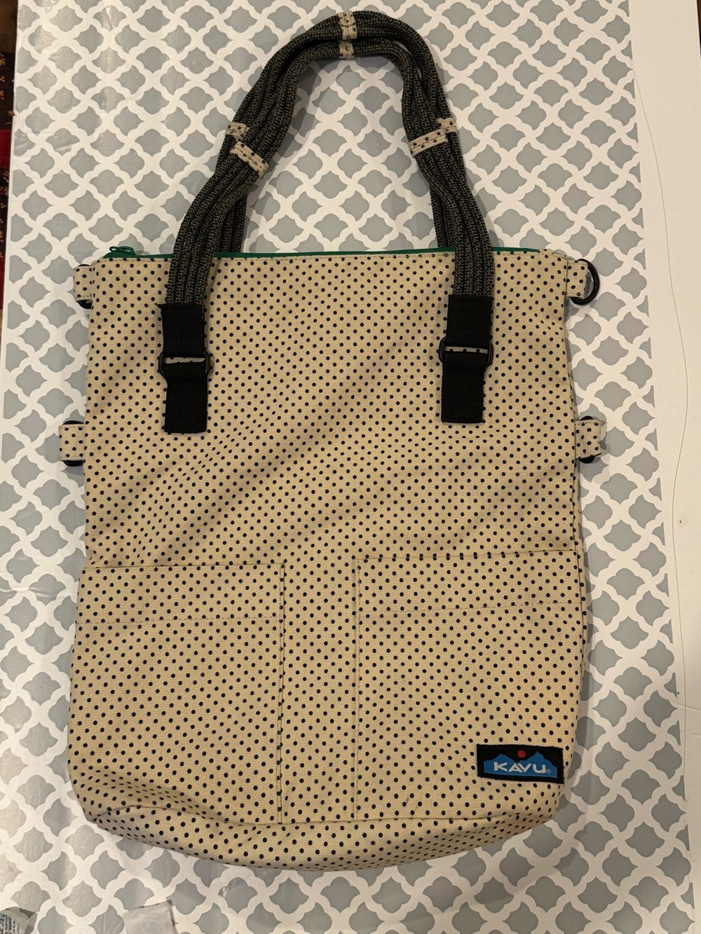 Kavu Beige with Black Polka Dot Tote